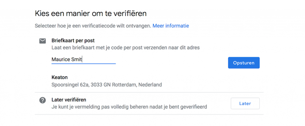 Google Mijn Bedrijf Contactpersoon
