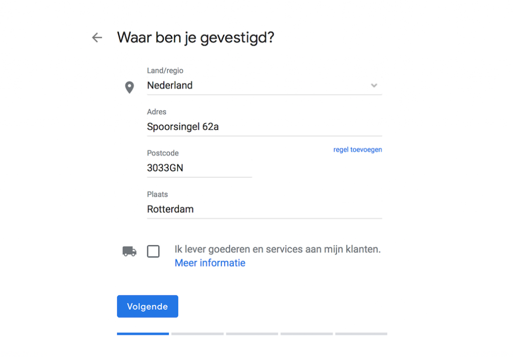 Google Mijn Bedrijf vestiging adres