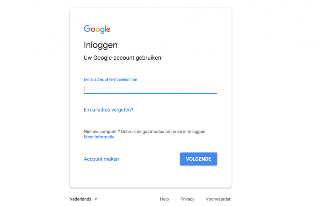 Inlogveld Google account