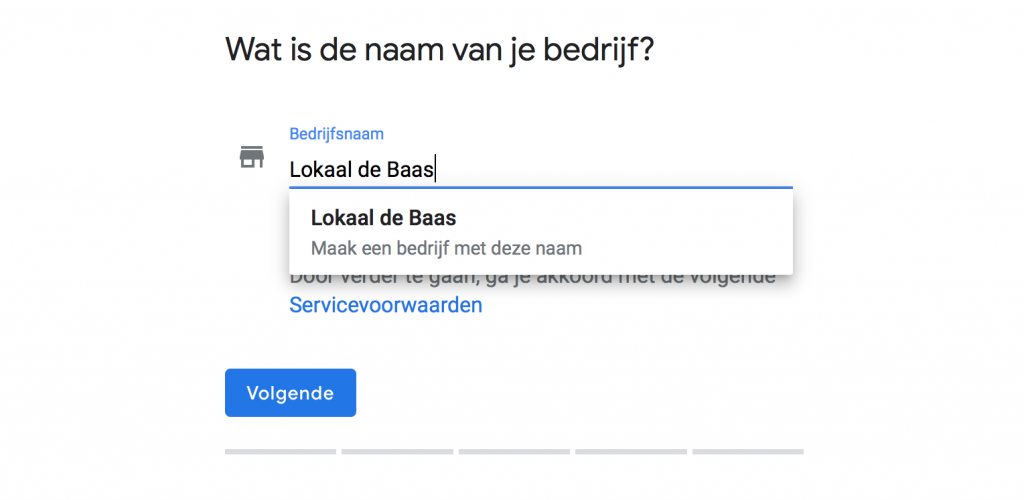 Naam bedrijf op Google Mijn Bedrijf