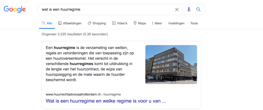 Google rich snippet huurregime